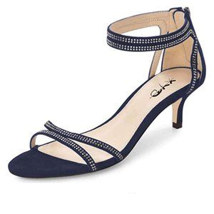 XYD Open Toe Low Heel Rhinestone Sandals Wedding